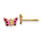 14K Yellow Gold Pink Enameled Butterfly Earrings