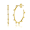 Beaded Open Hoop Earrings In 14K Gold Over Brass