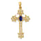 14K Yellow Gold 5x3mm Oval Sapphire Cross Pendant