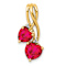 14K Two-tone Gold  Lab Created Ruby and Diamond Double Heart Pendant
