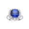 Lab Created Blue Sapphire and White Topaz Rhodium Over Sterling Silver
Halo Ring