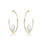 Freshwater Pearl Pear Shape Hoop Earrings In 14K Gold Over Sterling Silver