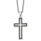 Black Cubic Zirconia Stainless Steel Men's Cross Pendant With Chain