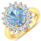 3.69ctw Blue Aquamarine and Diamond 14K Yellow Gold Halo Ring