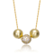 CZ Pave Bead Pendant Necklace In 14K Gold Over Brass