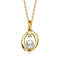 Initial O Pear Shape CZ And Pearl Pendant Necklace In 14K Gold Over Brass