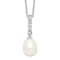 Rhodium Over Sterling Silver 8-9mm White Freshwater Cultured Pearl Cubic
Zirconia Necklace