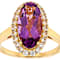 Amethyst Oval And White Zircon Ring In 18K Gold Over Sterling Silver 3.02ctw