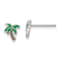Rhodium Over Sterling Silver Enameled Palm Tree Post Earrings