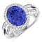 3.82 ctw Oval Violet Tanzanite and Diamond 14K White Gold Split Shank
Halo Ring