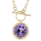 Amethyst Round Figaro Pendant Necklace In 18K Gold Over Sterling Silver 4.76ct