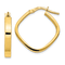 14k Yellow Gold 1 1/16" Flat Edge Square Hoop Earrings