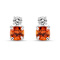 Peach Orange Lab Created Padparadscha Sapphire and Moissanite Rhodium
Over Sterling Silver Earrings