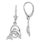 Rhodium Over Sterling Silver Dolphin in Hoop Leverback Earrings