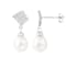 7½-8mm White Cultured Freshwater Pearl and Cubic Zirconia Rhodium Over
Sterling Silver Earrings