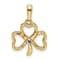 14K Yellow Gold with White Rhodium Diamond-Cut Clover Pendant