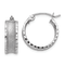 Rhodium Over 14k White Gold 5/8" Diamond-Cut and Satin Hoop Earrings