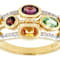Multi-Garnet And White Zircon Ring In 18K Gold Over Sterling Silver 1.18ctw