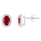 7x5mm Oval Created Ruby And Created White Sapphire 10k White Gold Halo
Stud Earrings