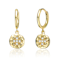 CZ Star Medallion Dangle Earrings In 14K Gold Over Brass