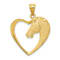 14k Yellow Gold Brushed and Diamond-Cut Horse Pendant