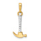 14K Two-tone Gold Diamond-Cut 3D Hammer Pendant