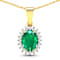 1.10ctw 14K Yellow Gold Zambian Emerald and White Diamond Pendant with
18 inch Cable Chain