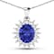 Blue Tanzanite and White Diamond 14K White Gold Halo Pendant with Cable
Chain 3.75ctw