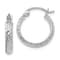 Rhodium Over 14k White Gold 9/16" Diamond-Cut Hoop Earrings