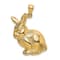 14k Yellow Gold Textured Sitting Rabbit Pendant