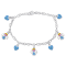 Children's Blue Enamel Heart and Angel Charm Bracelet in Sterling Silver