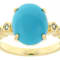 Turquoise And Blue Topaz Oval Ring In 18K Gold Over Sterling Silver 0.13ctw