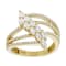Marquise And Round CZ Statement Ring In 18K Gold Over Sterling Silver 1.70ctw