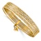 14k Yellow Gold Set of 7 Slip-on Textured Bangles with Dangle Heart Charm