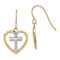 14k Two-tone Textured Cross in Heart Dangle Earrings