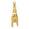 14k Yellow Gold 3D Textured Rock On Sign Charm