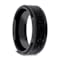 VESUVIUS Men’s Polished Black Ceramic Band with Lava Rock Stone Inlay
& Polished Beveled Edges 8mm