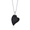 CZ And Black Mother Of Pearl Heart Pendant Necklace In Sterling Silver