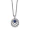 Rhodium Over Sterling Silver Polished Cubic Zirconia and Blue Glass with
2 Inch Extension Necklace