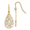 14k Two-tone Diamond-Cut Filigree Teardrop Wire Earrings