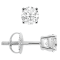 White Cubic Zirconia 14k White Gold Studs With Velvet Gift Box 1.00ctw