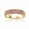 Ruby 14K Yellow Gold Over Sterling Silver Double Row Eternity Band Ring, 0.75ctw