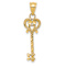 14k Yellow Gold Diamond-Cut and Textured Key Pendant