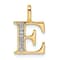 14K Yellow Gold Diamond Letter E Initial Pendant