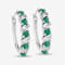 Green Emerald and White Topaz Sterling Silver Hoop Earrings