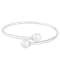 Sterling silver rhodium plated bangle with 8-9mm round shaped white
Japanese Akoya Pearls