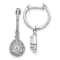 Rhodium Over 14K White Gold Lab Grown Diamond Teardrop Hinged Hoop Earrings