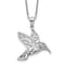 Rhodium Over Sterling Silver Cubic Zirconia Hummingbird Necklace
