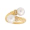 8-8.5mm Round White Freshwater Pearl 10K Yellow Gold Bypass Ring