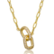 CZ Interlocking Links Pendant Necklace In 14K Gold Over Brass